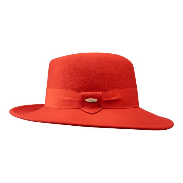 Bronte-Gloria-new wool felt fedora hat in orange- side view