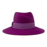 bronte- gloria- fuchsia pink fedora hat, wide brim and slanted pinch in the crown- wool felt