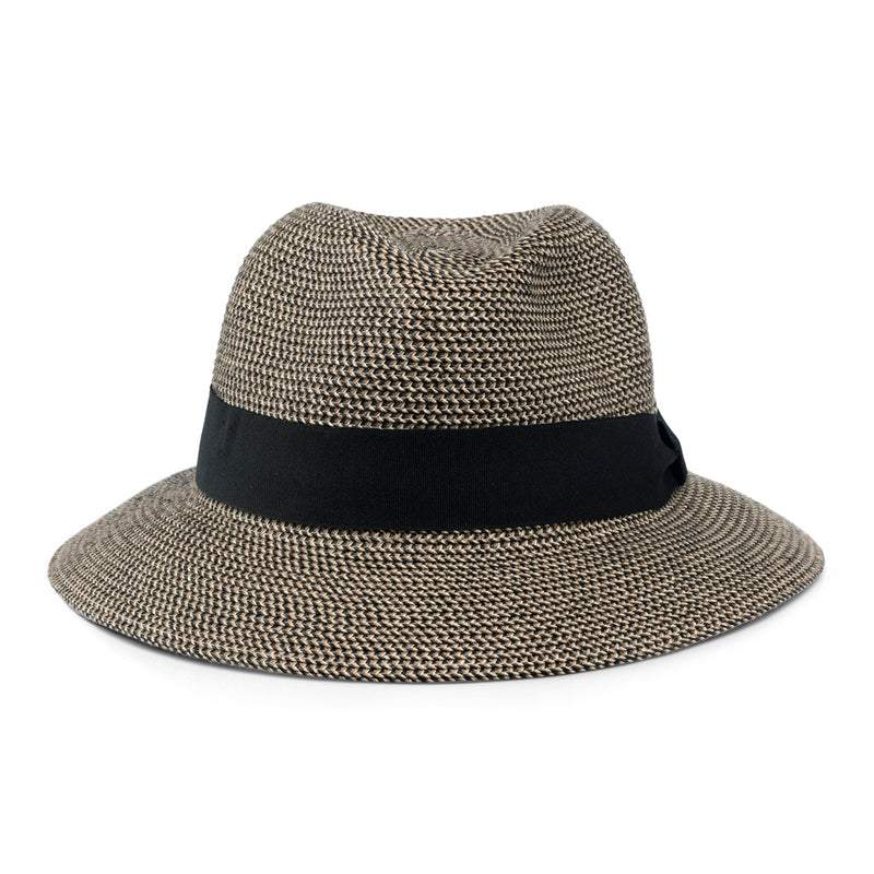 Bronte fedora hat Josephine in black camel melange tone, rollable hat with OSFA system
