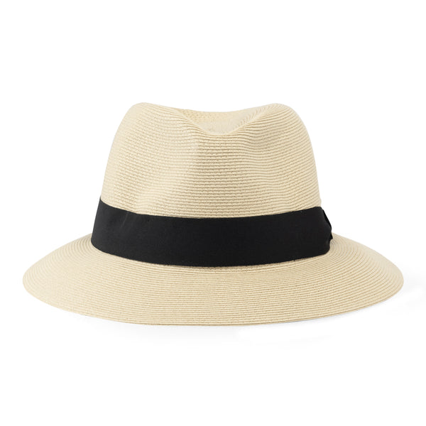 Fedora hat - Josephine - ivory - black ribbon - Travel hat
