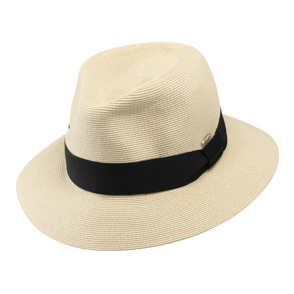 Fedora hat - Josephine - ivory - black ribbon - Travel hat