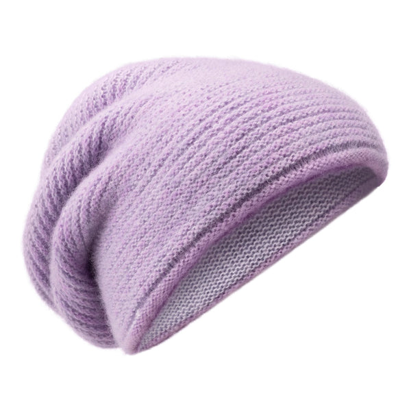 Bronte-Julie-knitted double layer alpaca wool mix beanie beret-in lilac