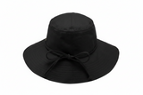 Bronté hats- Karin - Wide brim hat - Linen sun hat - Black - UPF50 - Bow