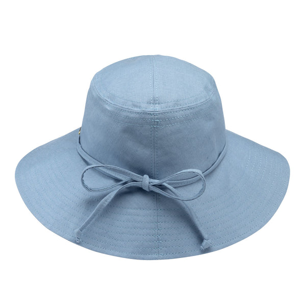 Bronté Summer, wide brim linen Karin hat in blue, 