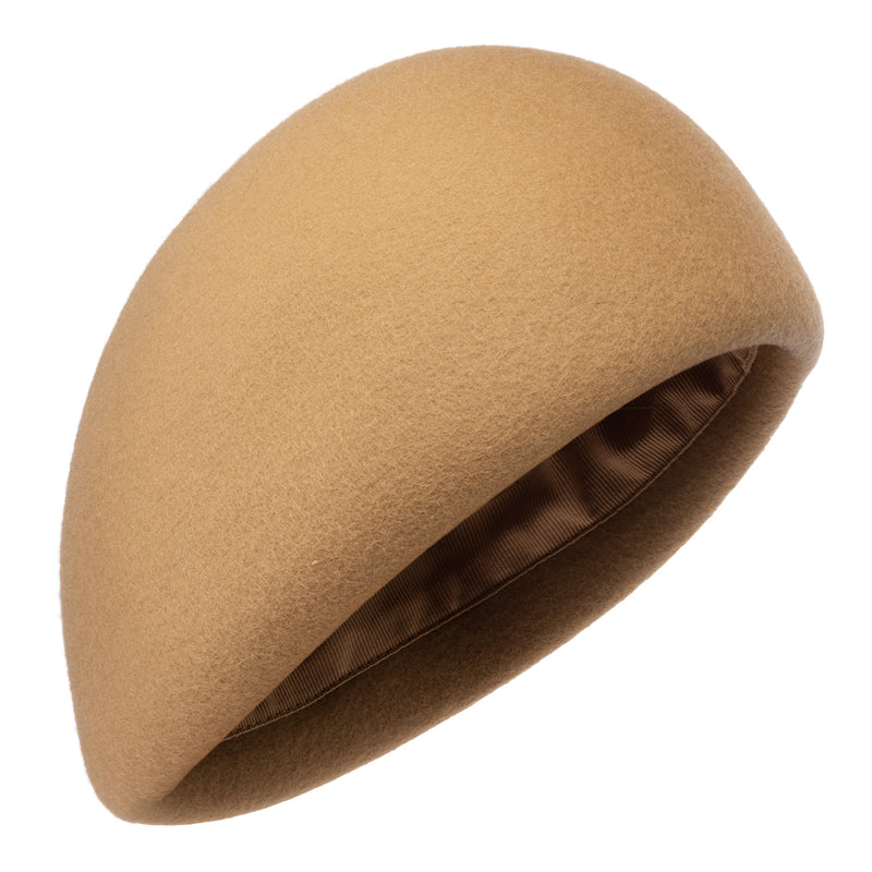 Kate- retro look wool felt beret in camel tone