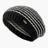 Bronte-chuncky knit beret in black and ivory design