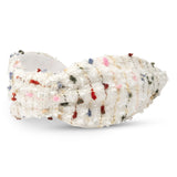 Bronte de luxe Headband -Rose - white and multi colour dotted tweed