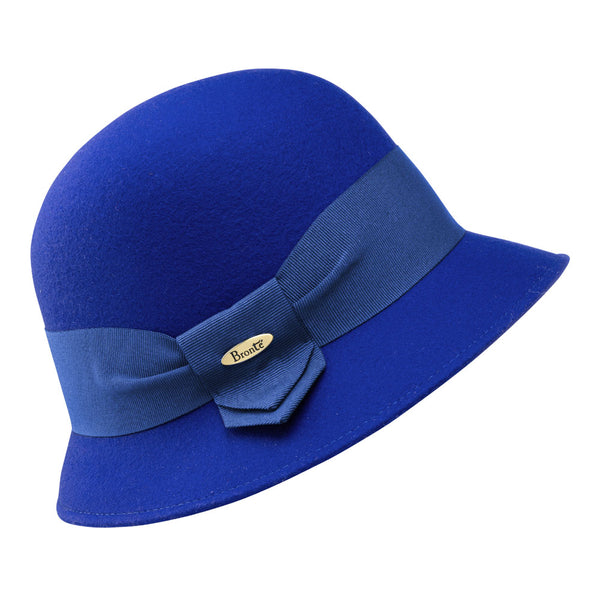 Bronte- rollable cloche felt hat for women, LINDE, in royal blue