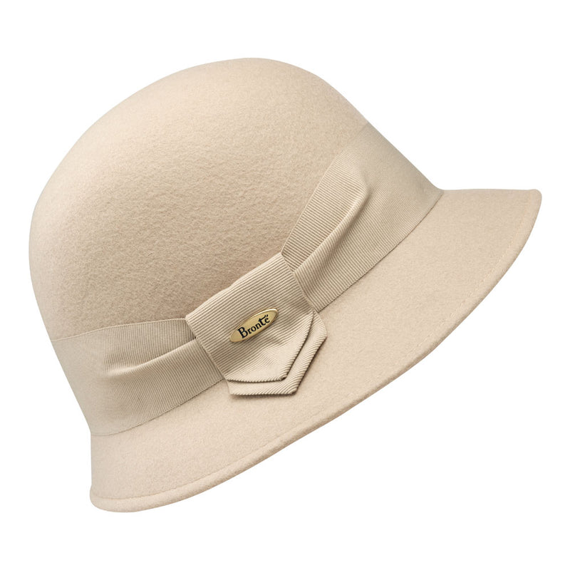 Bronte- Linde wool felt cloche hat in winter beige tone