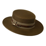 Bronte-boater hat for women - in tobacco brown wool felt