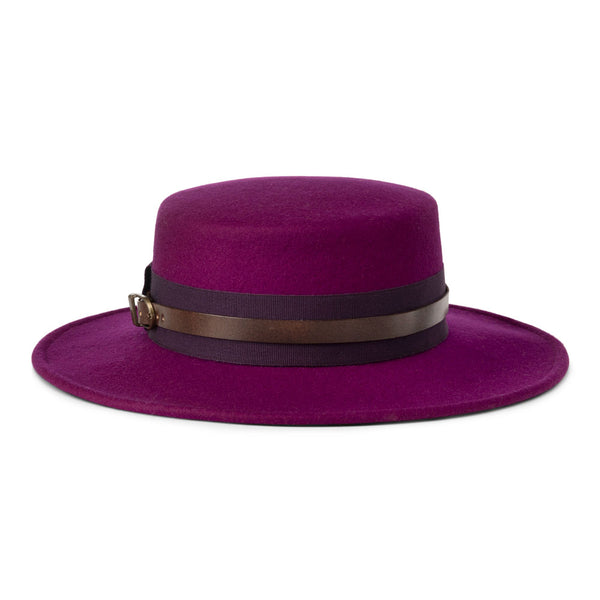 Bronte-boater hat for women - in fuchsia wool felt