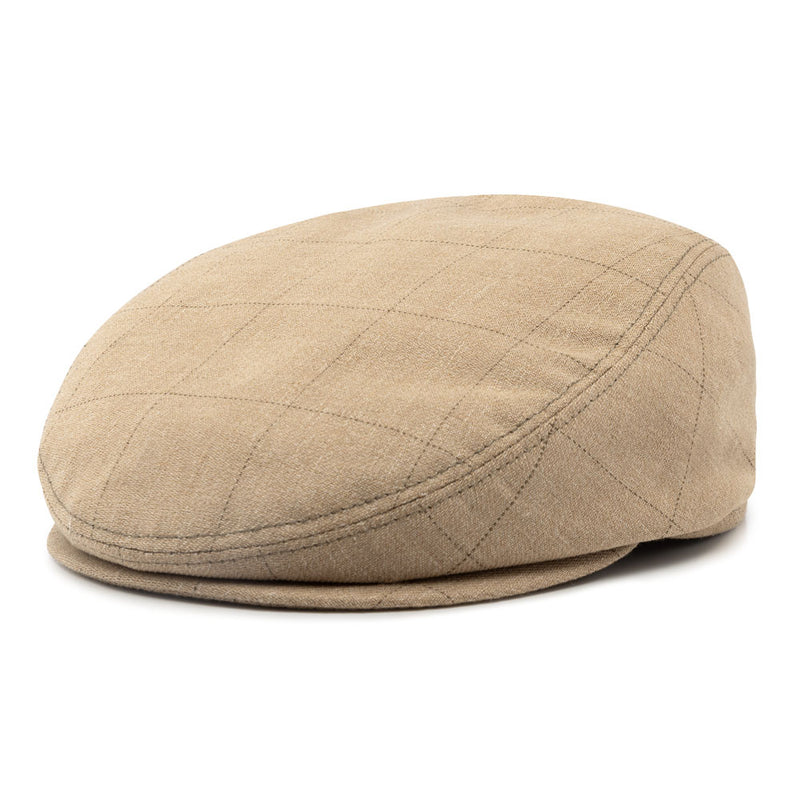 Bronte-unisex flat cap Mark- in camel linen