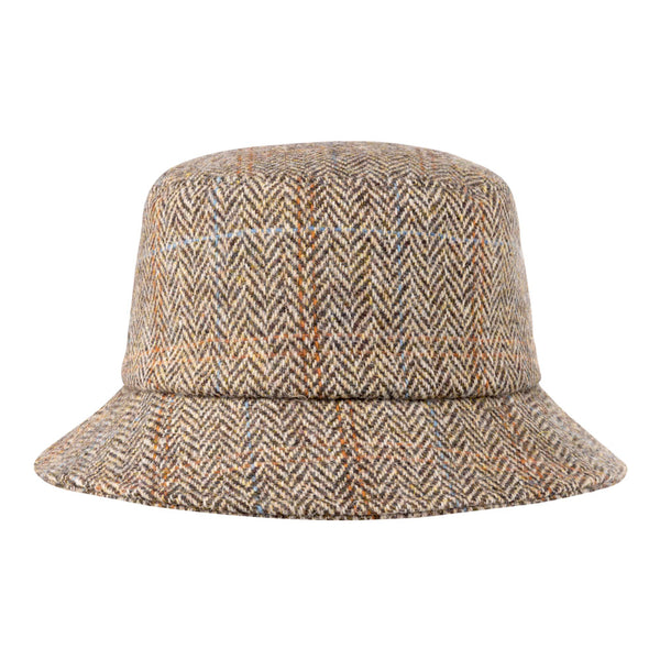Bronte-Matt-winter-bucket hat in beige Harris Tweed, for men and women
