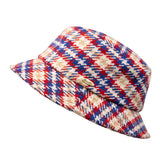 Bucket hat -  Matt - houndstooth - beige - blue - red