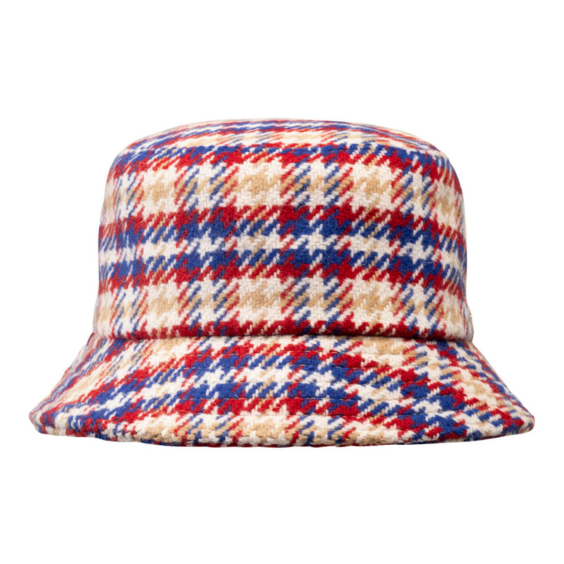 Bucket hat -  Matt - houndstooth - beige - blue - red