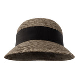 Miley,summer cloche hat in black&natural melange straw, SPF50,OSFA