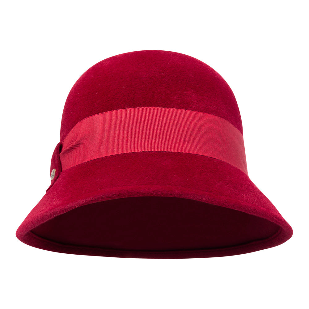 Italian Wool Felt Sculptural Beret Cloche Hat Burgundy Orange Trim Avant Garde Scala Madeline Wool Cloche – Meyer The Hatter main image 4