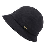 Bronte-Paula-packable winter cloche hat in black fabric