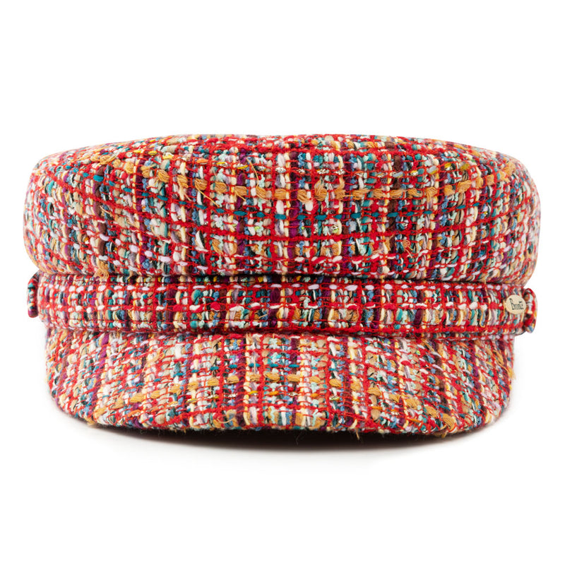 Bronte cap Shipper in multicolour red Linton fabric -all season cap