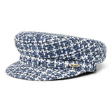 Bronte-shipper-sailor cap for women in blue white Linton Tweed