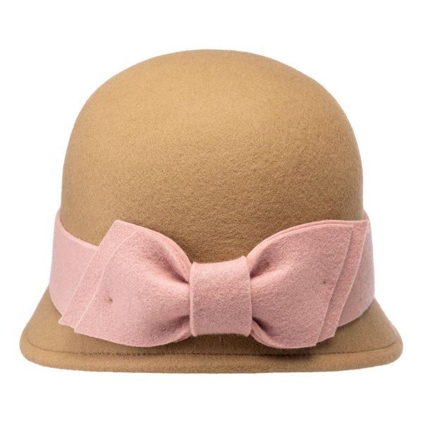 Cloche hat - Sophia - camel /pink