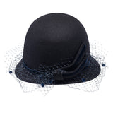 Bronte-Sophia hcloche hat with veil in blue