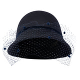 Bronte-Sophia felt cloche hat in black with black veil