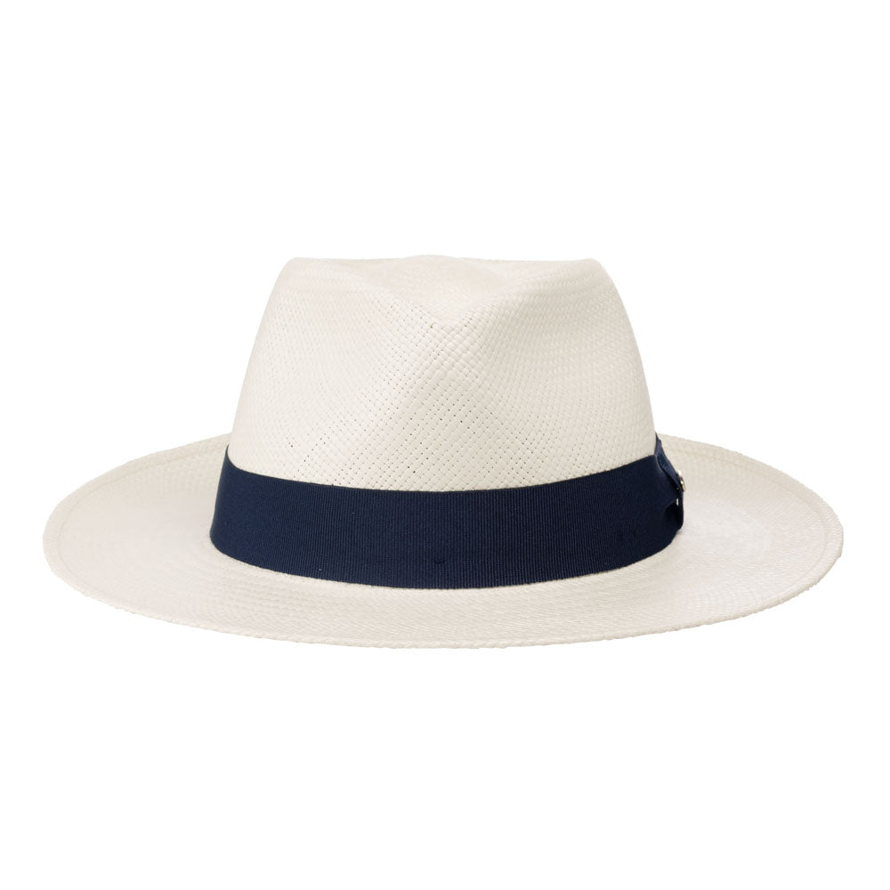 Bronté | Thomas Panama fedora hat - White / Blue – Bronteshop