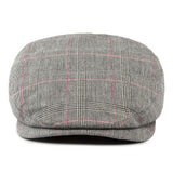 Bronte-unisex-flat cap -Tommy in light weight cotton black/white/red check