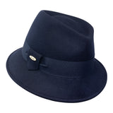 Bronté hats - Trilby hat - Jade - Navy - asymmetrical - wool felt