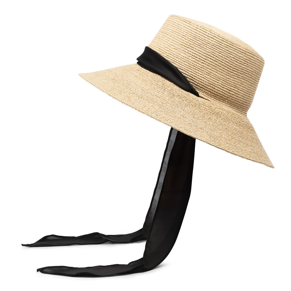Vera,wide brim scarf hat, made of natural straw,SPF50  display picture 3