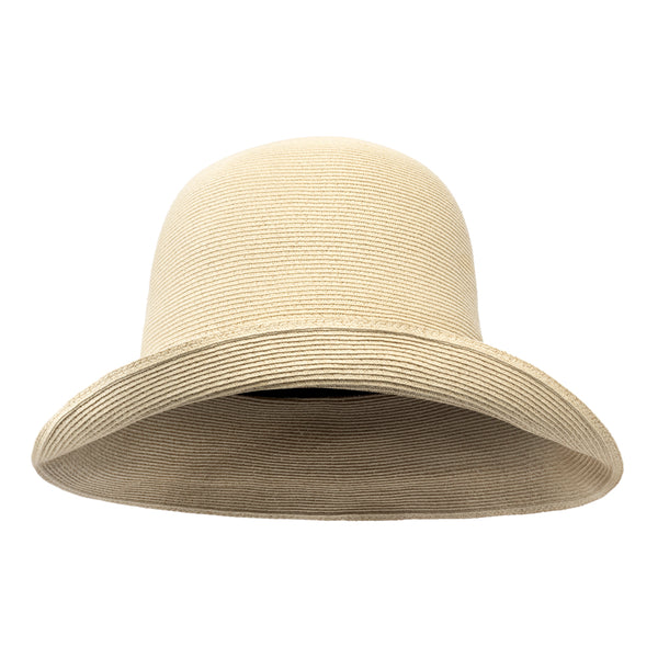 Bronte-Zoey rollable sun hat SPF50, fine braided cloche straw hat, natural tone