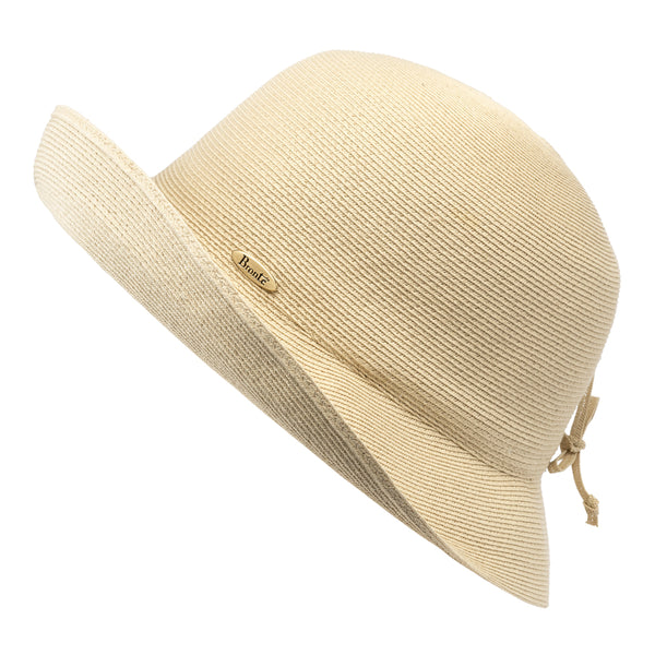 Bronte-Zoey rollable sun hat SPF50, fine braided cloche straw hat