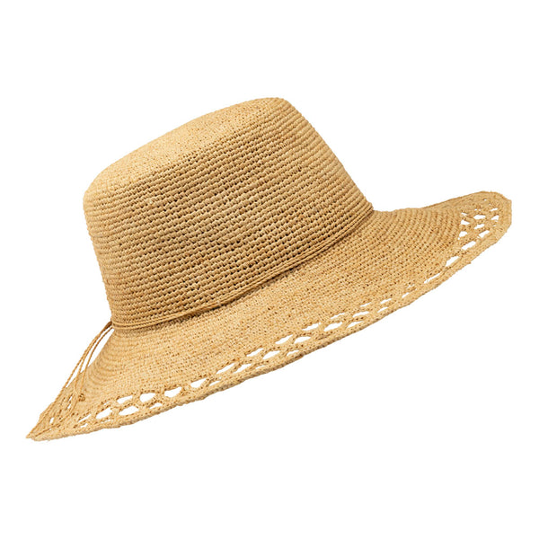 Imme- raffia wide brim straw hat in natural tone