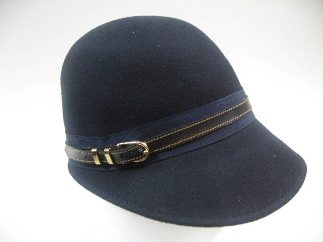 Chelsea cap by Bronte- wool felt cap with peak in black