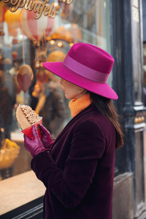 Bronte- Gloria- fuchsia pink fedora hat for women