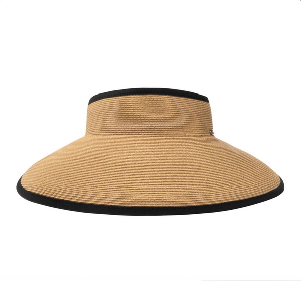 Butterfly - large sun visor SPF50, in camel with black details, OSFA, By Brontè