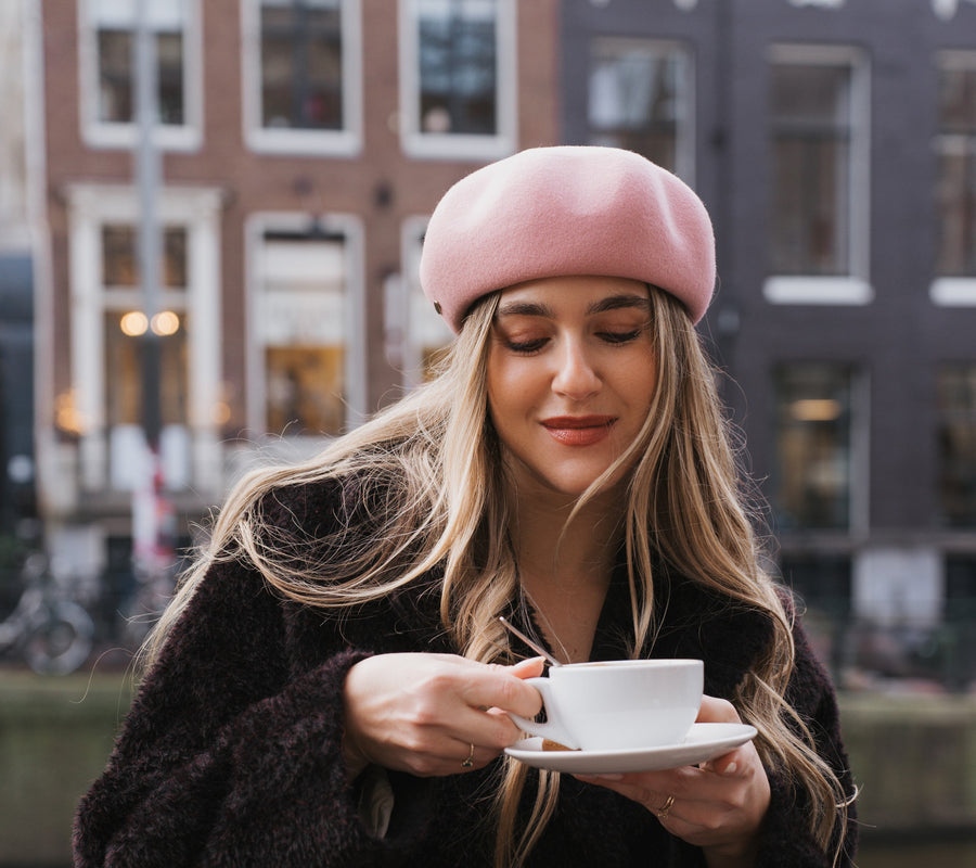 Bronte-Colette- winter-felt beret-pastel pink