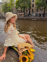 mary- bonnet bucket hat in ivory beige, packable all year hat