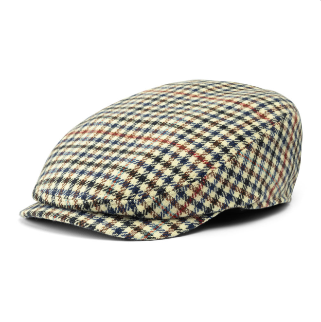 Tommy-peaked winter cap-preppy blue brown beige check – Bronteshop