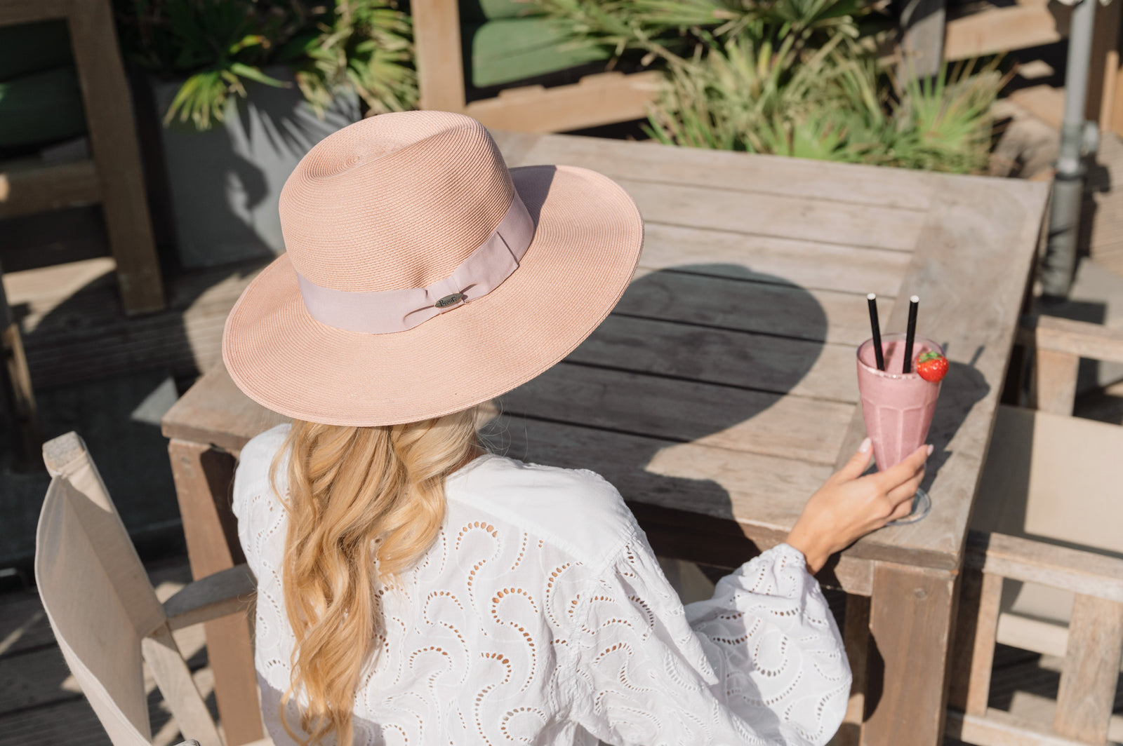Free People x Mossant Wild Heart Felt Wide Brim Hat Dusty Rose Hat Medium NWT Since 1937, it main image 2