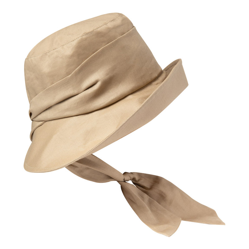 Bronte-Wide brim scarf hat - Camilla - sandy colour