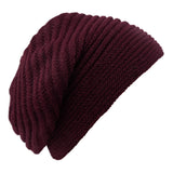 Bronte-knitted-wool mix Beret - Faraona - burgundy red