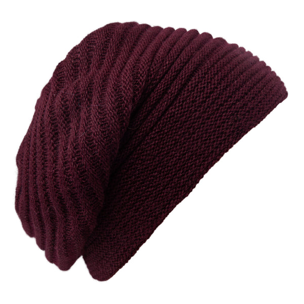 Bronte-knitted-wool mix Beret - Faraona - burgundy red