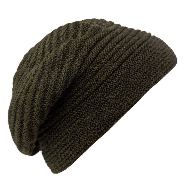 Bronte-winter-knitted Beret - Faraona - bottle green