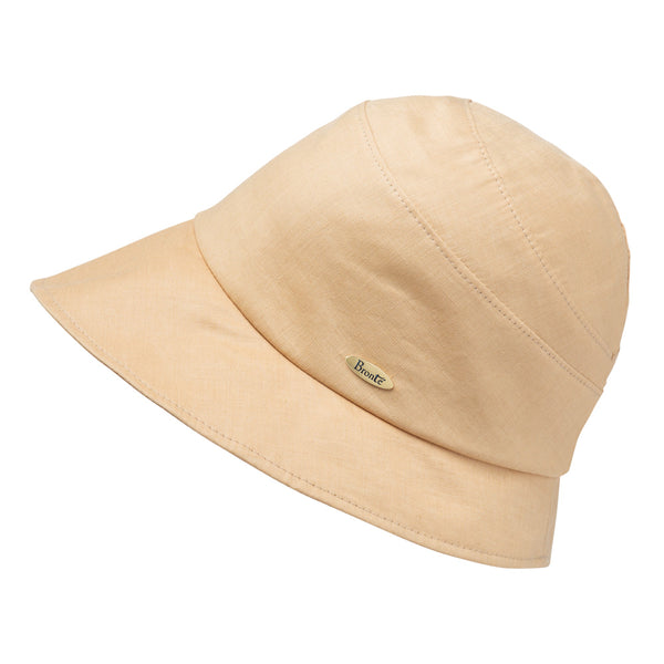 Bronte -Linen Cloche hat - Paula - sand tone-packable