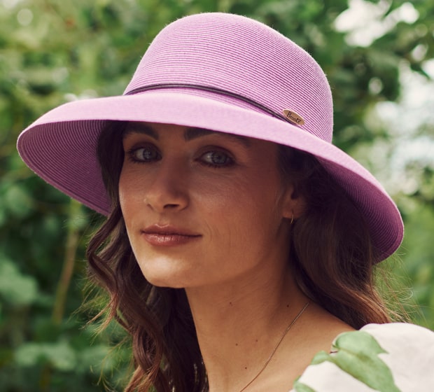 Scala Women's Big Brim Cotton Sun Hat in Lavender