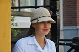 Bronte airy, summer straw Cap - Emma - natural, leather trim, OSFA