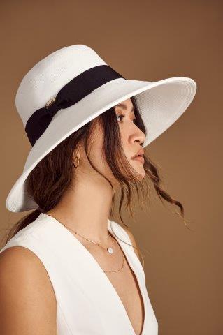 Wide brim hat - Jacqueline - white/sand