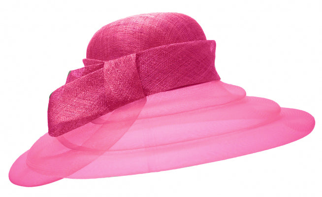 Bronte-Ceremonial summer hat - Kasha - pink straw